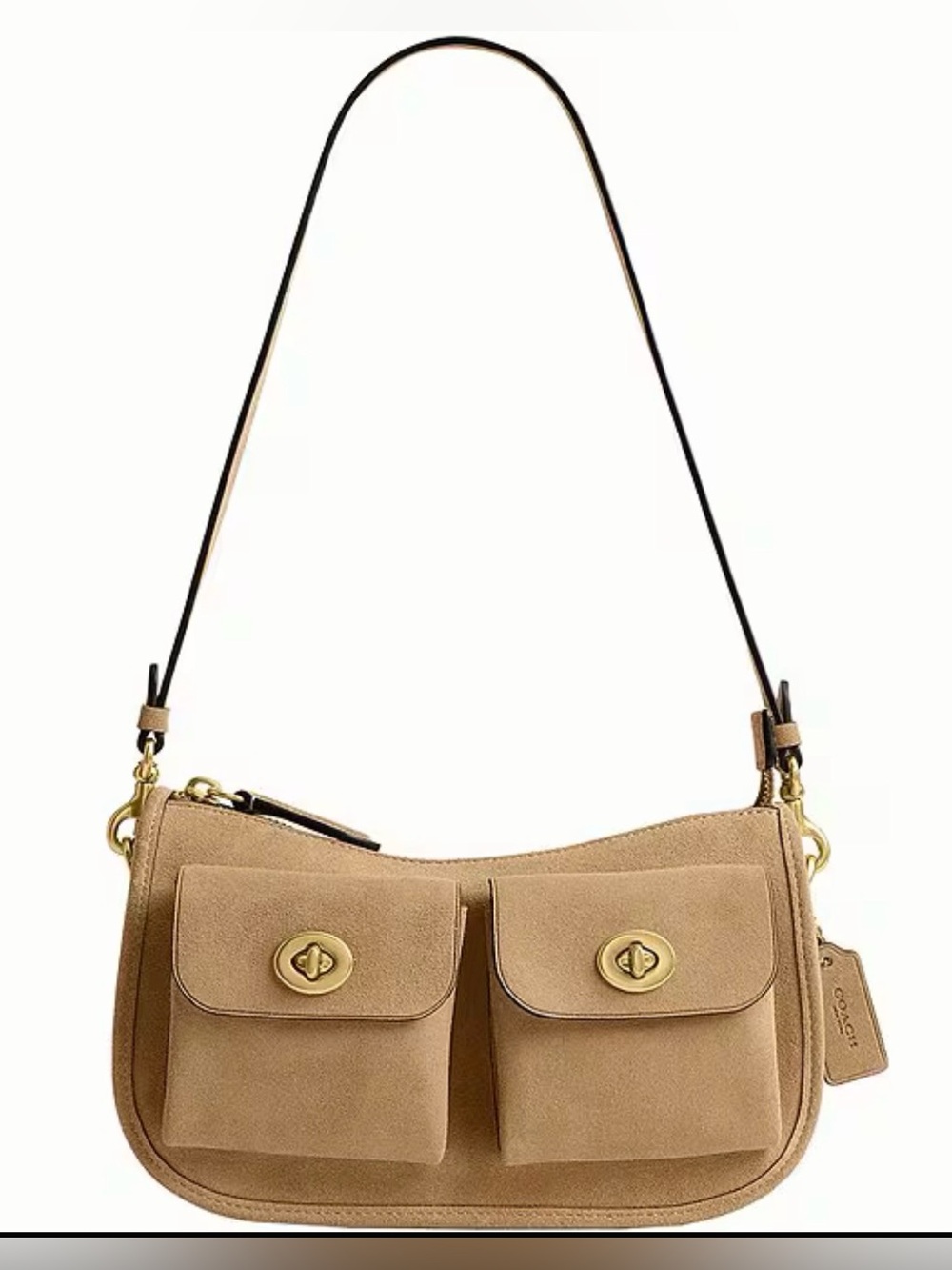 Coach Twin Turnlock Suede Waverly Multi Strap Shoulder Bag